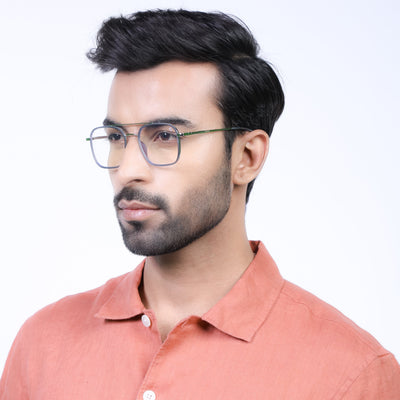 Eyejack Aura Light Grey & Silver Wayfarer Eyeglasses for Men & Women (19004FCL1966-C3)