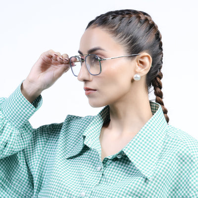 Eyejack Aura Light Grey & Silver Wayfarer Eyeglasses for Men & Women (19004FCL1966-C3)