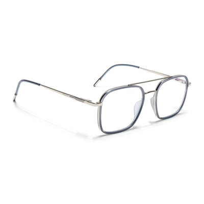 Eyejack Aura Light Grey & Silver Wayfarer Eyeglasses for Men & Women (19004FCL1966-C3)