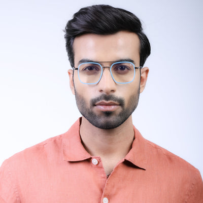 Eyejack Aura Sky Blue & Grey Wayfarer Eyeglasses for Men & Women (19004FCL1967-C4)