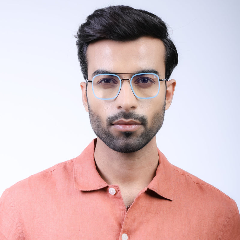 Eyejack Aura Sky Blue & Grey Wayfarer Eyeglasses for Men & Women (19004FCL1967-C4)
