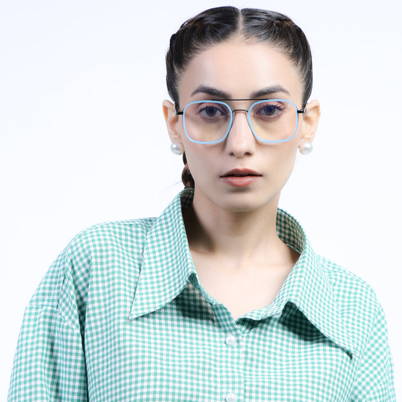 Eyejack Aura Sky Blue & Grey Wayfarer Eyeglasses for Men & Women (19004FCL1967-C4)