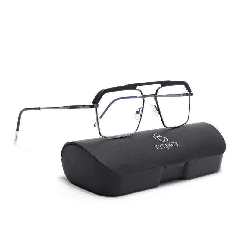 Eyejack Aura Grey & Black Wayfarer Eyeglasses for Men & Women (19005FCL1970-C1)
