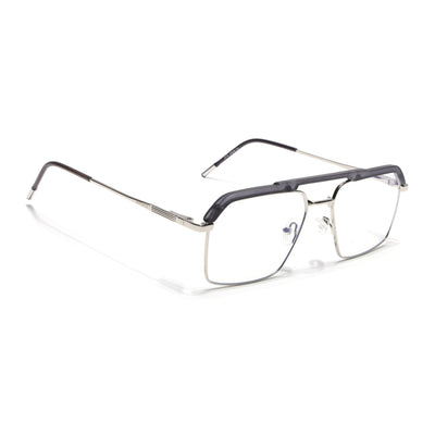 Eyejack Aura Grey & Silver Wayfarer Eyeglasses for Men & Women (19005FCL1971-C2)