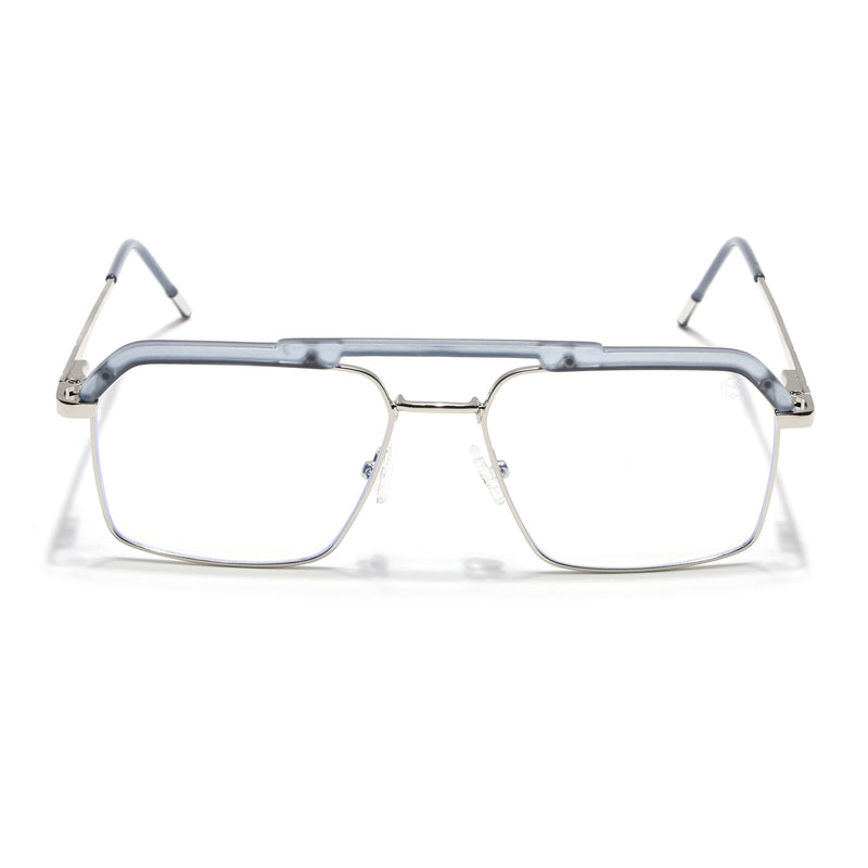 Eyejack Aura Light Grey & Silver Wayfarer Eyeglasses for Men & Women (19005FCL1972-C3)