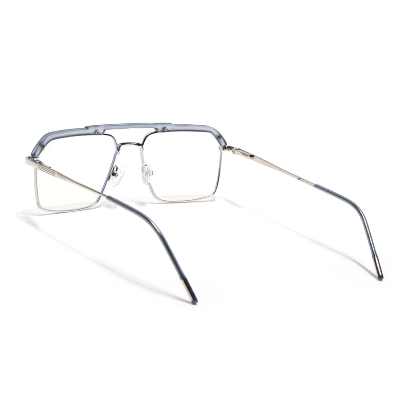 Eyejack Aura Light Grey & Silver Wayfarer Eyeglasses for Men & Women (19005FCL1972-C3)