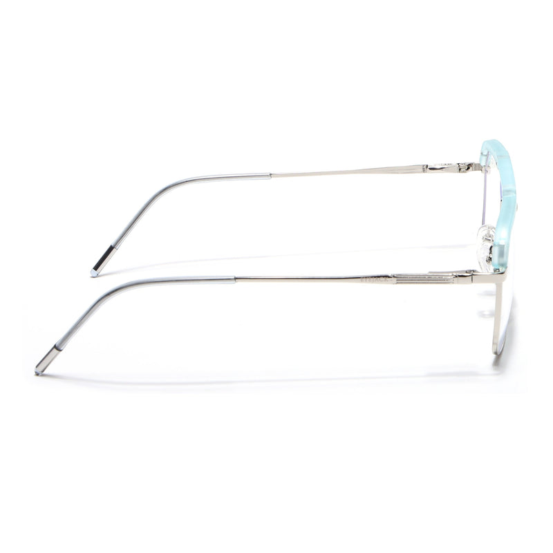Eyejack Aura Sea Green & Silver Wayfarer Eyeglasses for Men & Women (19005FCL1974-C5)