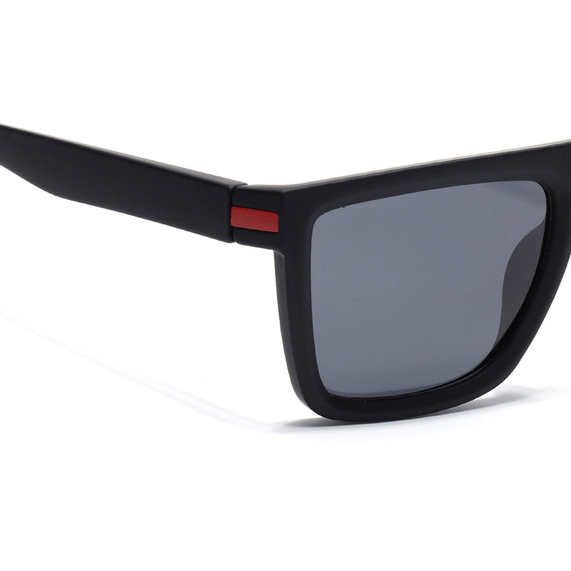 Eyejack Crossline Black & Red Square Polarized Sunglasses for Men & Women (1901PCL2051)
