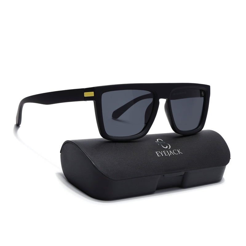 Eyejack Crossline Black & Yellow Square Polarized Sunglasses for Men & Women (1901PCL2052)