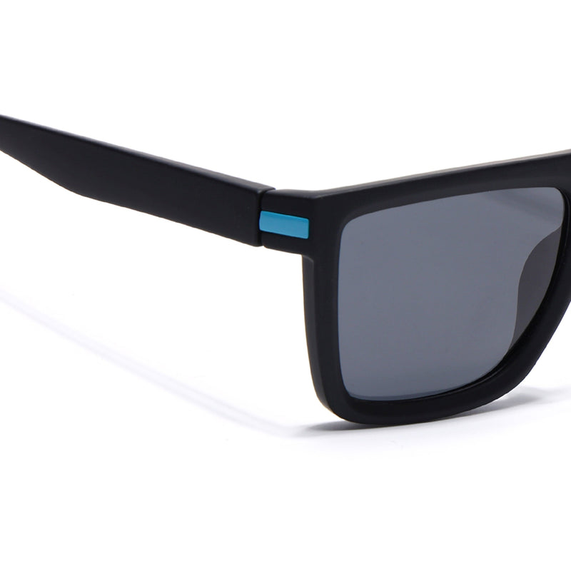Eyejack Crossline Black & Blue Square Polarized Sunglasses for Men & Women (1901PCL2053)