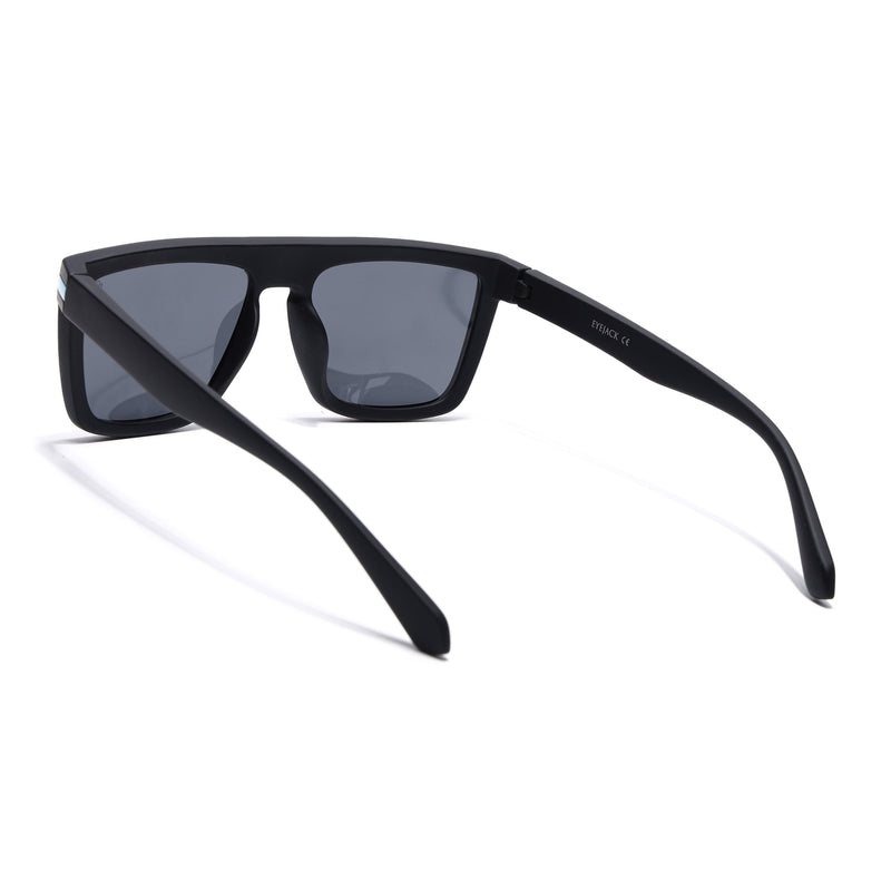 Eyejack Crossline Black & Blue Square Polarized Sunglasses for Men & Women (1901PCL2053)