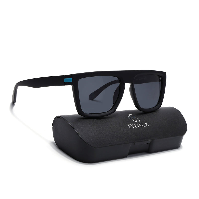 Eyejack Crossline Black & Blue Square Polarized Sunglasses for Men & Women (1901PCL2053)