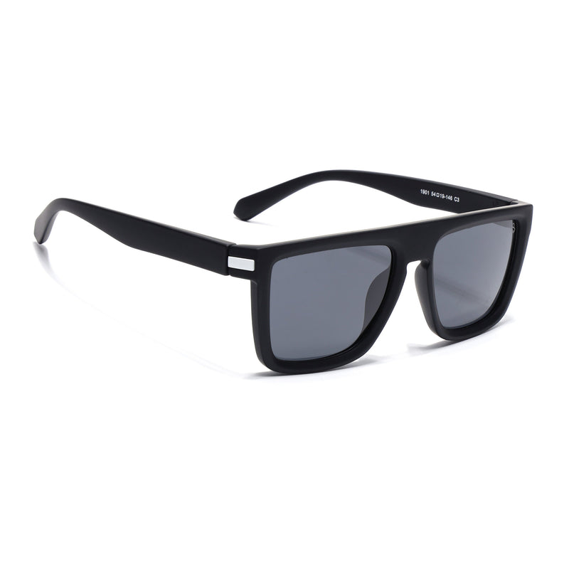Eyejack Crossline Black & White Square Polarized Sunglasses for Men & Women (1901PCL2054)