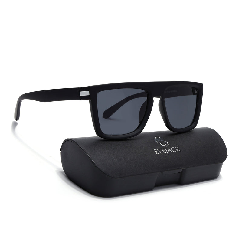 Eyejack Crossline Black & White Square Polarized Sunglasses for Men & Women (1901PCL2054)