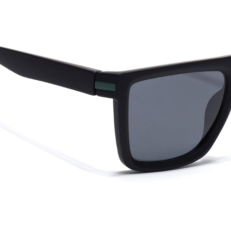Eyejack Crossline Black & Green Square Polarized Sunglasses for Men & Women (1901PCL2055)