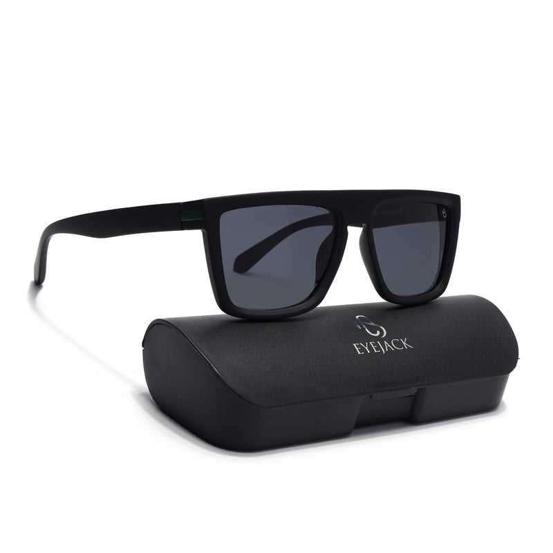 Eyejack Crossline Black & Green Square Polarized Sunglasses for Men & Women (1901PCL2055)