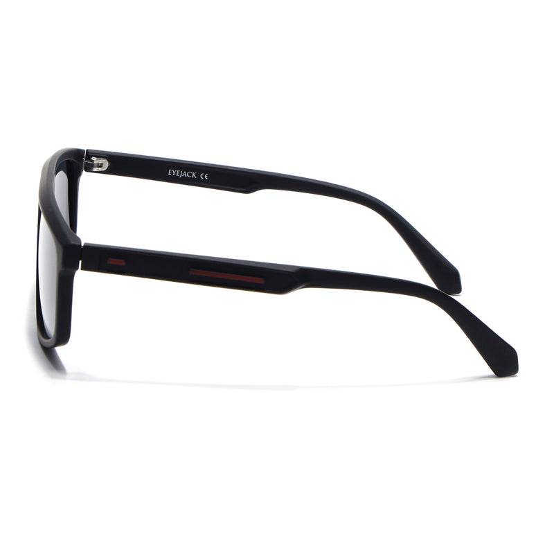 Eyejack Crossline Black Rectangle Polarized Sunglasses for Men & Women (1902PCL2056)