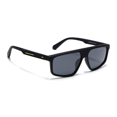 Eyejack Crossline Black Rectangle Polarized Sunglasses for Men & Women (1902PCL2057)