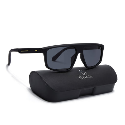 Eyejack Crossline Black Rectangle Polarized Sunglasses for Men & Women (1902PCL2057)