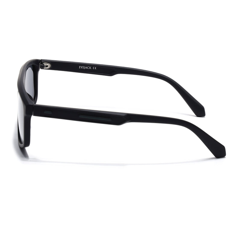 Eyejack Crossline Black Rectangle Polarized Sunglasses for Men & Women (1902PCL2060)