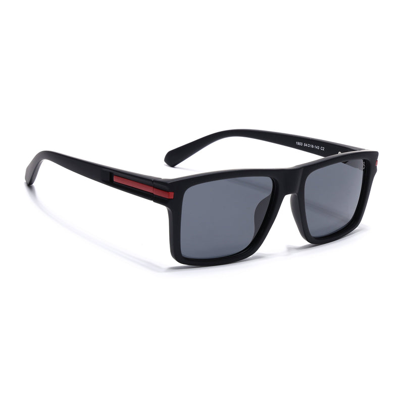 Eyejack Crossline Black & Red Square Polarized Sunglasses for Men & Women (1903PCL2061)