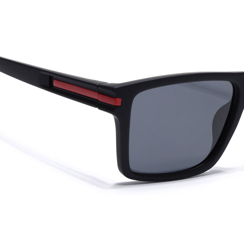 Eyejack Crossline Black & Red Square Polarized Sunglasses for Men & Women (1903PCL2061)