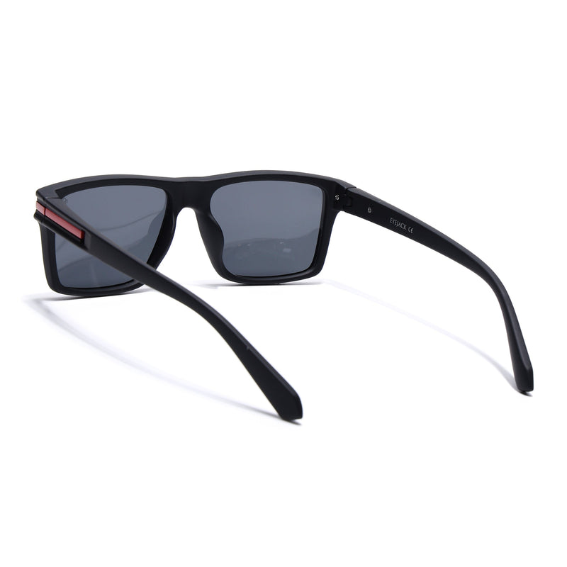 Eyejack Crossline Black & Red Square Polarized Sunglasses for Men & Women (1903PCL2061)