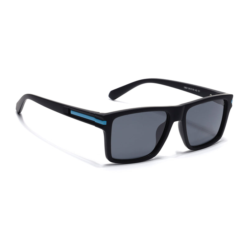 Eyejack Crossline Black & Blue Square Polarized Sunglasses for Men & Women (1903PCL2063)