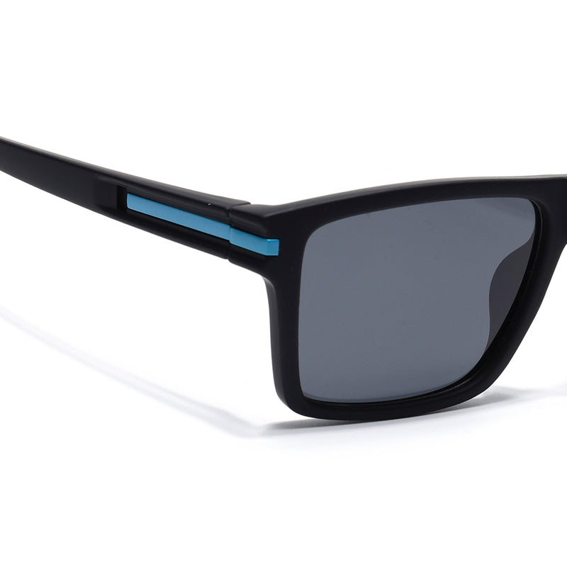 Eyejack Crossline Black & Blue Square Polarized Sunglasses for Men & Women (1903PCL2063)
