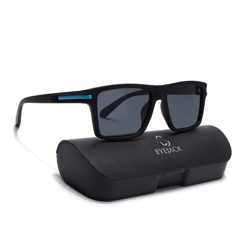 Eyejack Crossline Black & Blue Square Polarized Sunglasses for Men & Women (1903PCL2063)