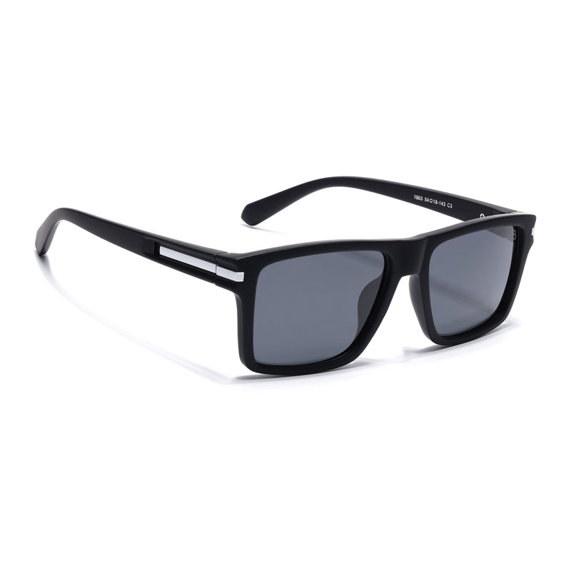 Eyejack Crossline Black & White Square Polarized Sunglasses for Men & Women (1903PCL2064)
