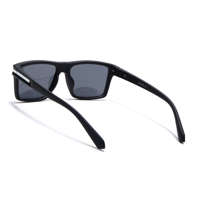Eyejack Crossline Black & White Square Polarized Sunglasses for Men & Women (1903PCL2064)