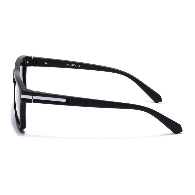 Eyejack Crossline Black & White Square Polarized Sunglasses for Men & Women (1903PCL2064)
