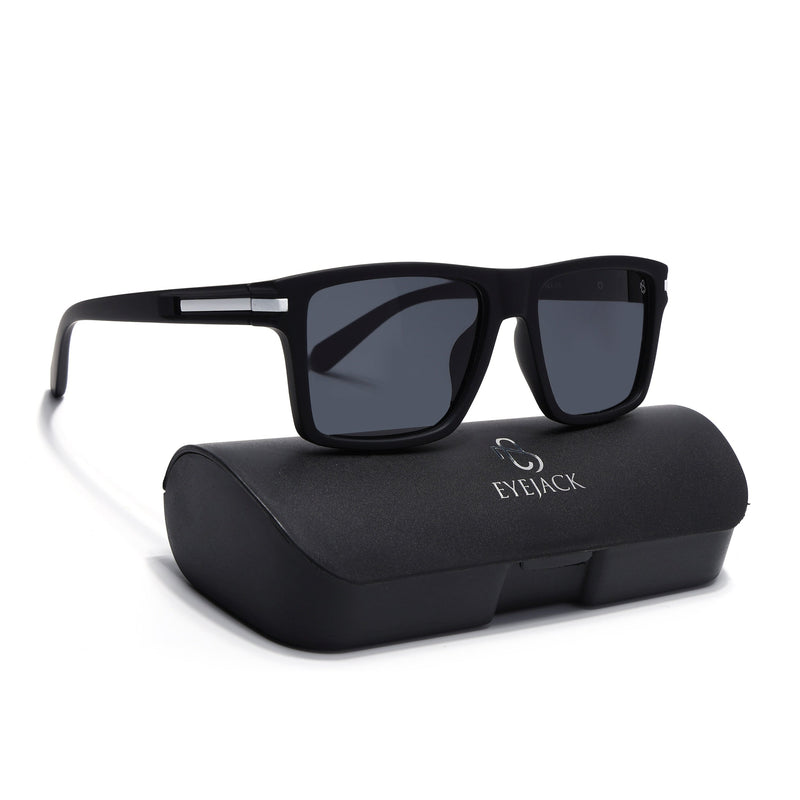 Eyejack Crossline Black & White Square Polarized Sunglasses for Men & Women (1903PCL2064)