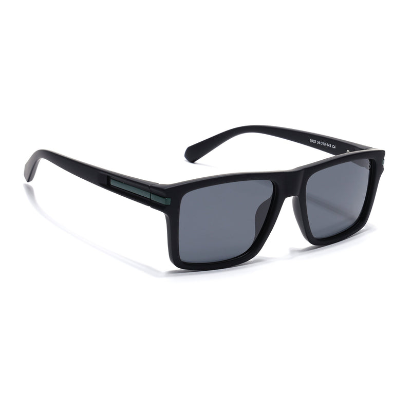 Eyejack Crossline Black & Green Square Polarized Sunglasses for Men & Women (1903PCL2065)