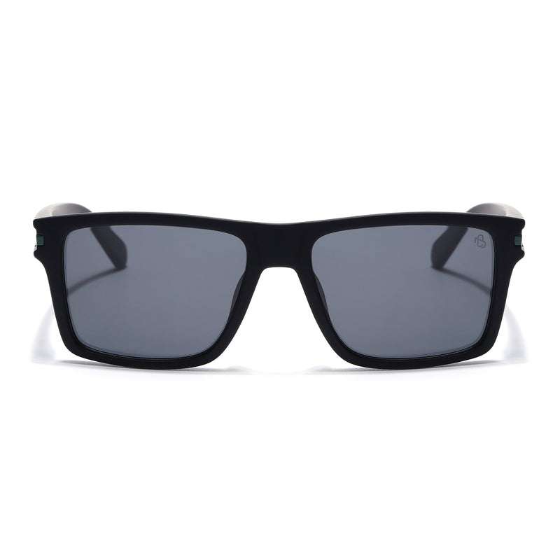 Eyejack Crossline Black & Green Square Polarized Sunglasses for Men & Women (1903PCL2065)