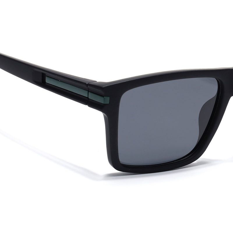 Eyejack Crossline Black & Green Square Polarized Sunglasses for Men & Women (1903PCL2065)