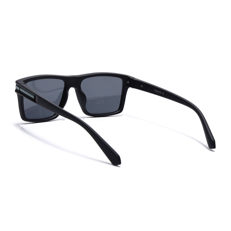 Eyejack Crossline Black & Green Square Polarized Sunglasses for Men & Women (1903PCL2065)