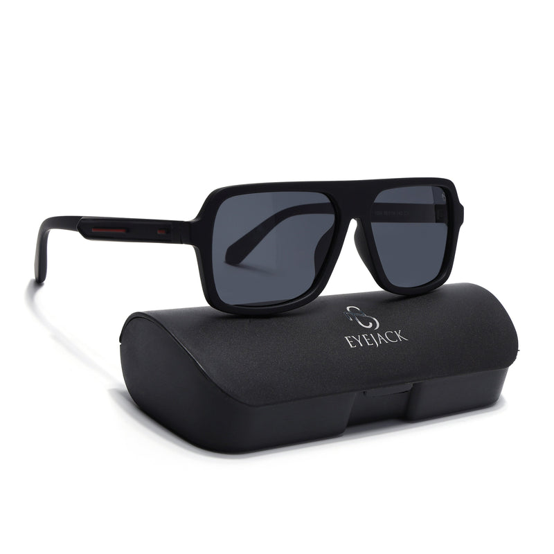 Eyejack Crossline Black Wayfarer Polarized Sunglasses for Men & Women (1904PCL2066)