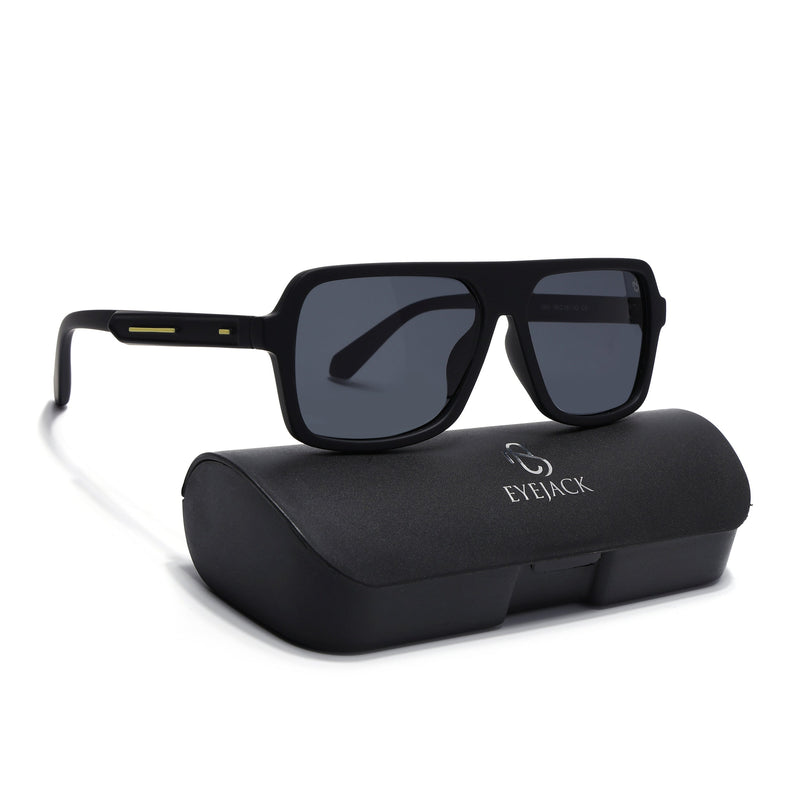 Eyejack Crossline Black Wayfarer Polarized Sunglasses for Men & Women (1904PCL2067)