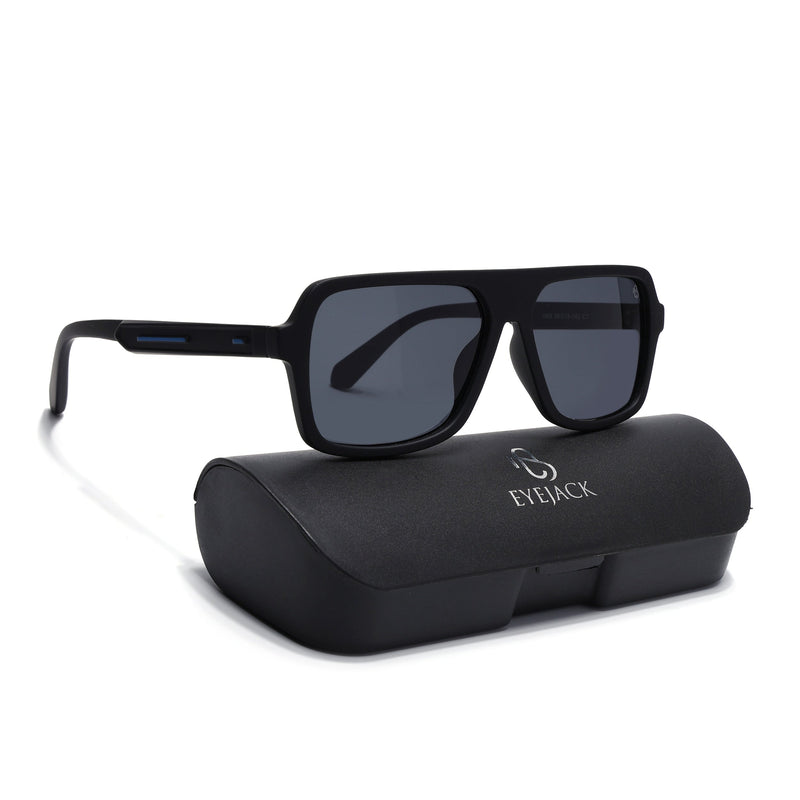 Eyejack Crossline Black Wayfarer Polarized Sunglasses for Men & Women (1904PCL2068)