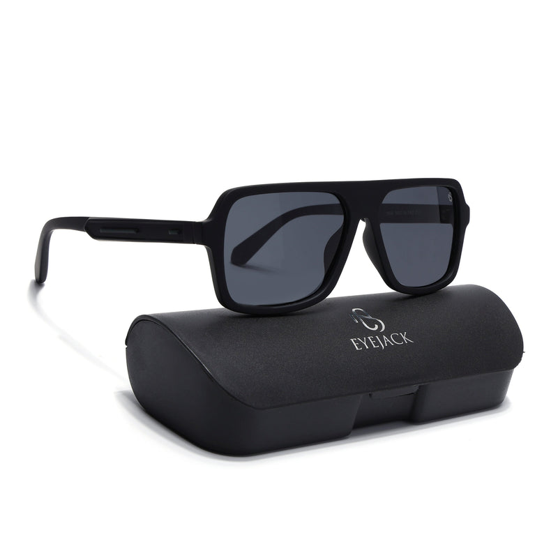 Eyejack Crossline Black Wayfarer Polarized Sunglasses for Men & Women (1904PCL2070)