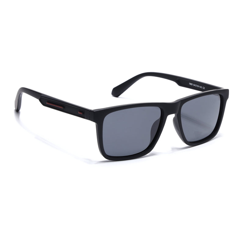 Eyejack Crossline Black Square Polarized Sunglasses for Men & Women (1905PCL2071)