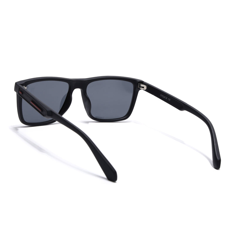 Eyejack Crossline Black Square Polarized Sunglasses for Men & Women (1905PCL2071)