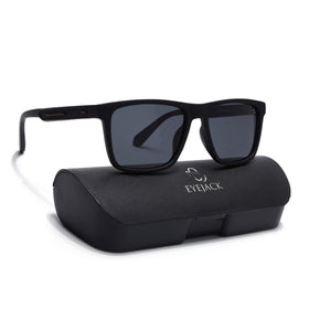 Eyejack Crossline Black Square Polarized Sunglasses for Men & Women (1905PCL2071)