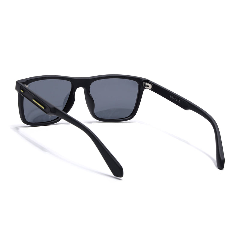 Eyejack Crossline Black Square Polarized Sunglasses for Men & Women (1905PCL2072)