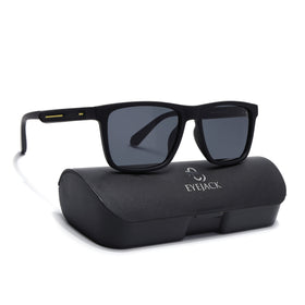 Eyejack Crossline Black Square Polarized Sunglasses for Men & Women (1905PCL2072)