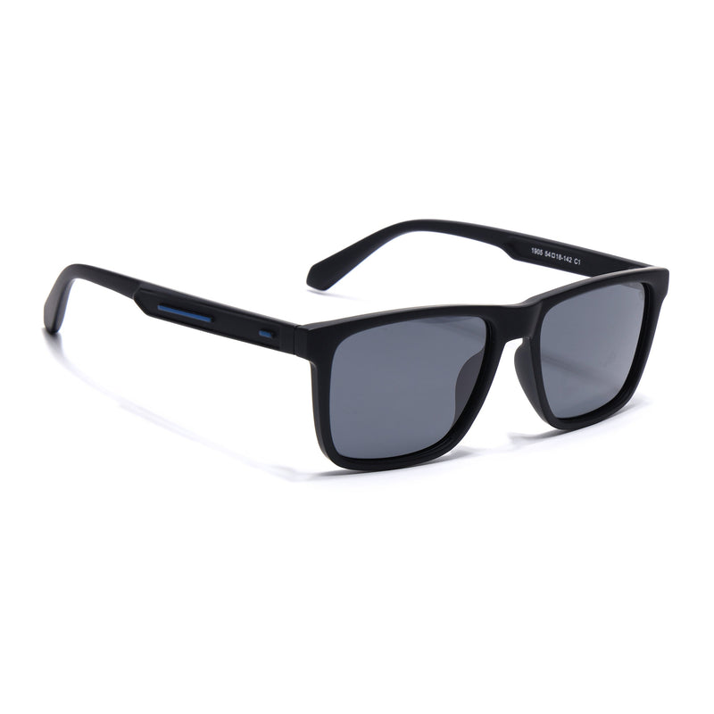 Eyejack Crossline Black Square Polarized Sunglasses for Men & Women (1905PCL2073)