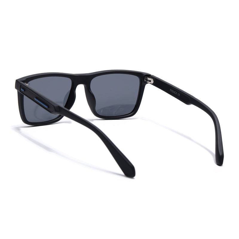 Eyejack Crossline Black Square Polarized Sunglasses for Men & Women (1905PCL2073)