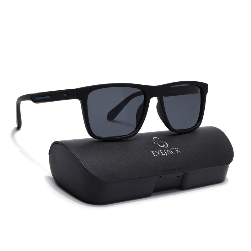 Eyejack Crossline Black Square Polarized Sunglasses for Men & Women (1905PCL2073)